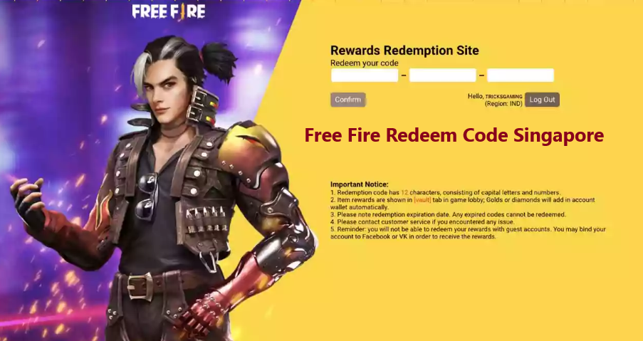 Free Fire Redeem Code Singapore